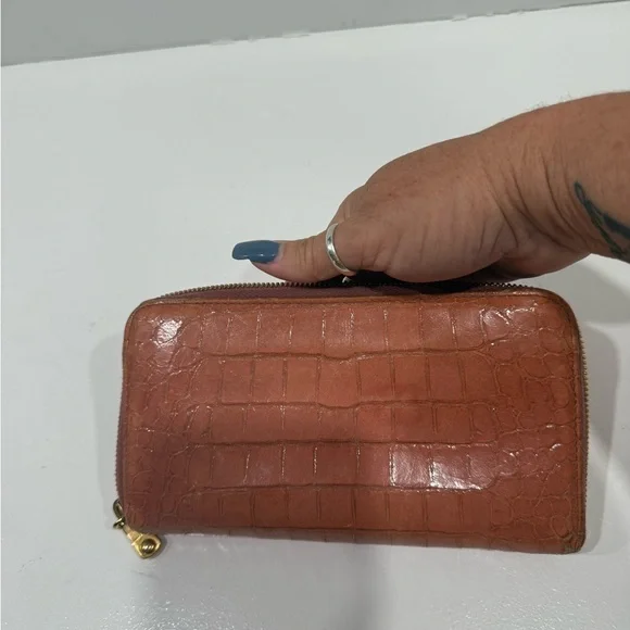 Miu Miu Salmon color Crocodile Embossed Wallet - Picture 9 of 11